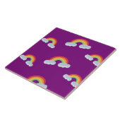 Cute Rainbow met Clouds Pattern Tegeltje (Zijkant)