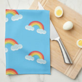 Cute Rainbow met Clouds Pattern Theedoek (Quarter Fold)