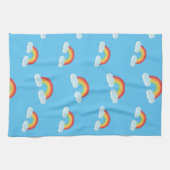 Cute Rainbow met Clouds Pattern Theedoek (Horizontaal)
