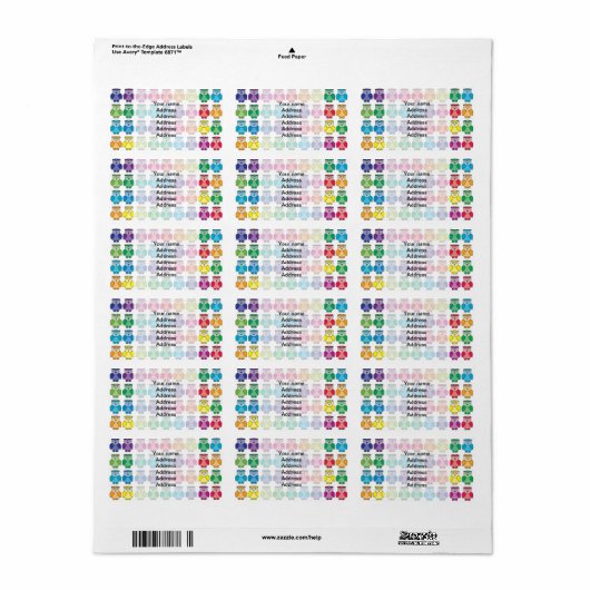 Cute Rainbow Owl Pattern Etiket (Full Sheet)