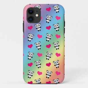 Cute rainbow panda harten patroon iPhone 11 hoesje