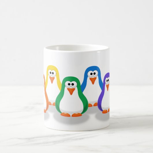 Cute Rainbow Penguins Mok (Center)