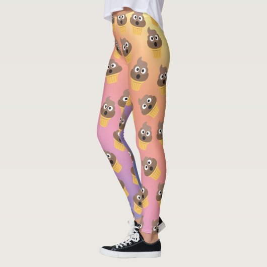 Cute Rainbow Poop Emoji Ice Cream Cone Pattern Leggings (Links)