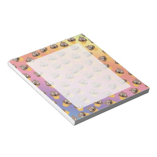 Cute Rainbow Poop Emoji Ice Cream Cone Pattern Notitieblok (Schuin)