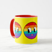 Cute Rainbow Pride face Mug - LGBTQ coloré (Devant gauche)