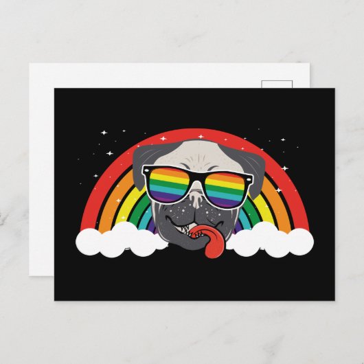 Cute Rainbow Pug Briefkaart (Voorkant / Achterkant)