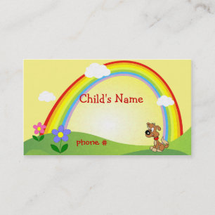 Cute Rainbow & Puppy Children's Calling Card Contactkaartje