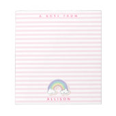 Cute Rainbow - Roze gestripte meisjes Notitieblok (Voorkant)