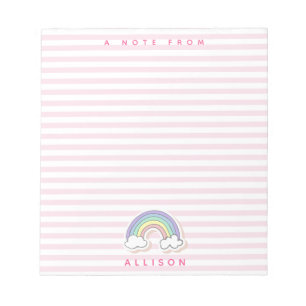 Cute Rainbow - Roze gestripte meisjes Notitieblok