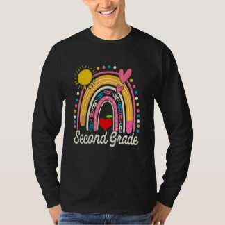 Cute Rainbow Second Grade Teacher Student Back To  T-shirt