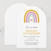 Cute Rainbow simple invitation 1er anniversaire (Devant / Derrière)