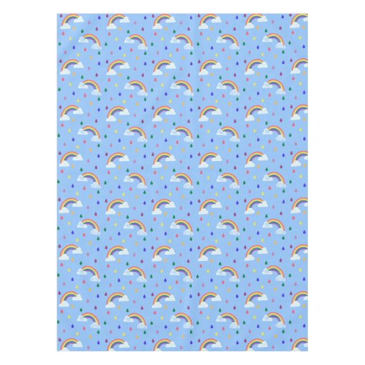 Cute Rainbow Sky Raindrops Pattern Tafelkleed (Voorkant)