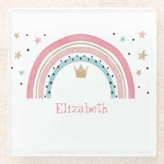 Cute Rainbow Stars Glazen Onderzetter (Voorkant)