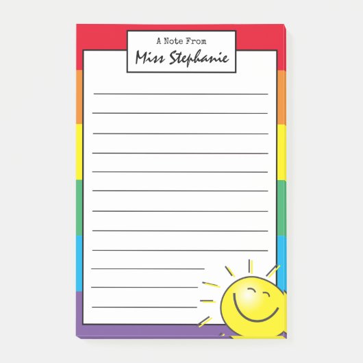 Cute Rainbow Sunshine-glimlach van leraar Post-it® Notes (Voorkant)
