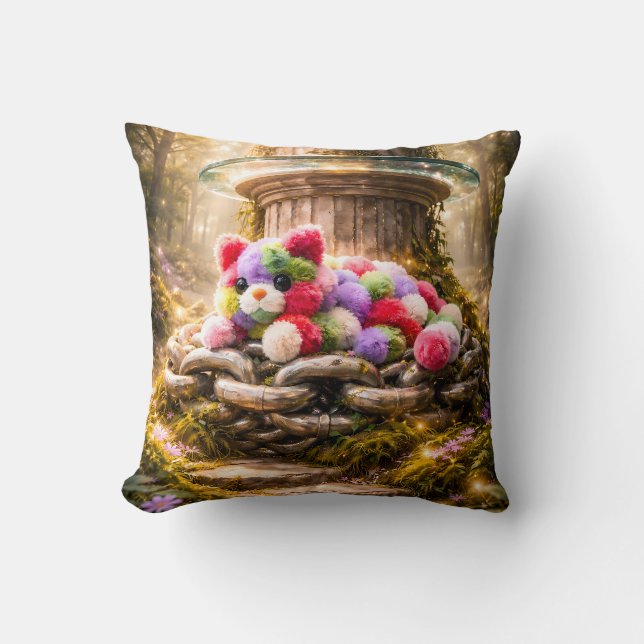 Cute Rainbow Teddy Bear Kids Pillow Kussen (Voorkant)