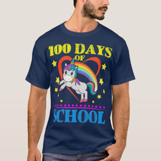 Cute Rainbow Unicorn, 100 dagen school T-shirt