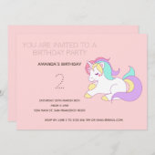 Cute Rainbow Unicorn Anniversaire Fête Invitation (Devant / Derrière)