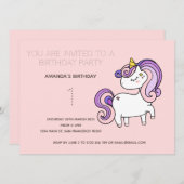 Cute Rainbow Unicorn Anniversaire Fête Invitation (Devant / Derrière)