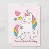 Cute Rainbow Unicorn Anniversaire Fête Invitation (Dos)