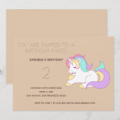 Cute Rainbow Unicorn Anniversaire Fête Invitation (Devant / Derrière)