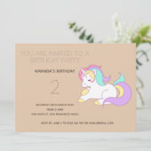 Cute Rainbow Unicorn Anniversaire Fête Invitation (Debout devant)