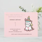 Cute Rainbow Unicorn Anniversaire Fête Invitation (Debout devant)