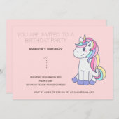 Cute Rainbow Unicorn Anniversaire Fête Invitation (Devant / Derrière)