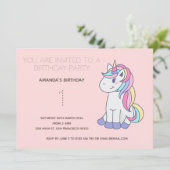 Cute Rainbow Unicorn Anniversaire Fête Invitation (Debout devant)