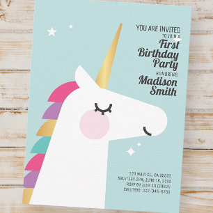 Cute Rainbow Unicorn Anniversaire Fête Invitation