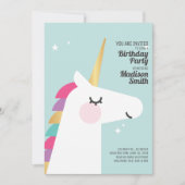 Cute Rainbow Unicorn Anniversaire Fête Invitation (Devant)