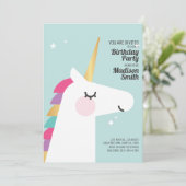 Cute Rainbow Unicorn Anniversaire Fête Invitation (Debout devant)