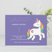 Cute Rainbow Unicorn Anniversaire Fête Invitation (Debout devant)