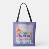 Cute Rainbow Unicorn Aquarelle Sac fourre-tout d'a (Dos)
