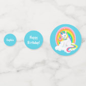 Cute Rainbow Unicorn Birthday Confetti (Voorkanten)