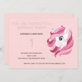 Cute Rainbow Unicorn Birthday Party Invitation Kaart (Voorkant / Achterkant)