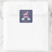 Cute Rainbow Unicorn Birthday Party Square Sticker (Tas)