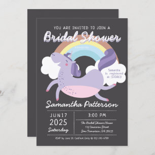 Cute Rainbow Unicorn Bridal Shower Kaart