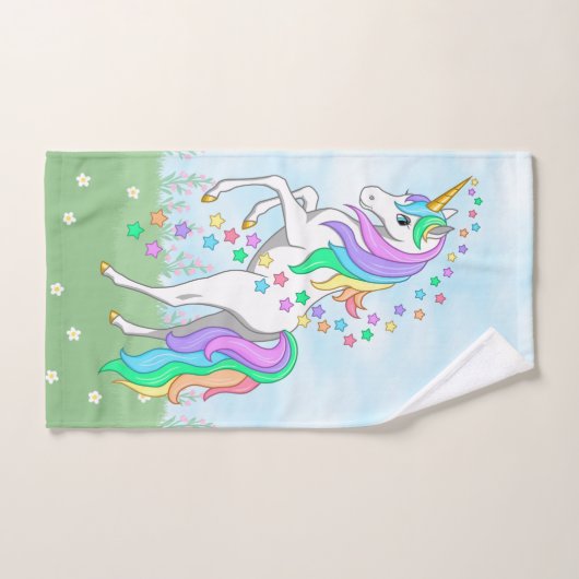 Cute Rainbow Unicorn Colorful (Serviette à main)