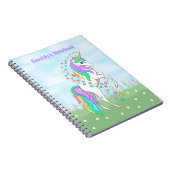 Cute Rainbow Unicorn Colorful Stars & Flowers Notitieboek (Rechterzijde)
