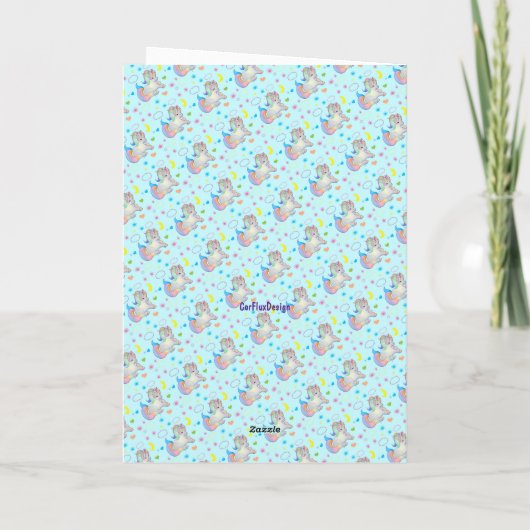 Cute Rainbow Unicorn Custom Message Sjabloon Card (Achterkant)