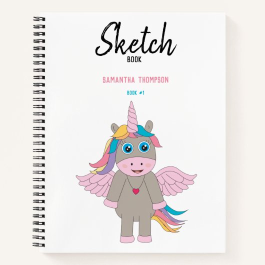 Cute Rainbow Unicorn Design Girl Sketchbook Notitieboek (Voorkant)