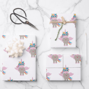 Cute Rainbow Unicorn Design Inpakpapier Vel