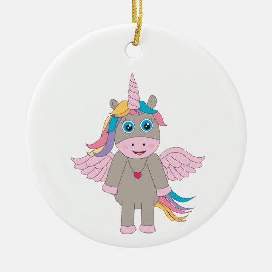 Cute Rainbow Unicorn Design Keramisch Ornament (Voorkant)