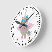 Cute Rainbow Unicorn Design Ronde Klok (Hoek)