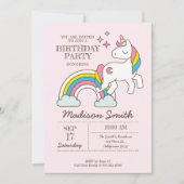 Cute Rainbow Unicorn en Sparkles Birthday Kaart (Voorkant)