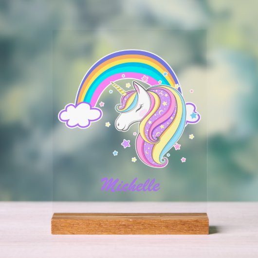 Cute Rainbow Unicorn Girl Nom de script Whimsical (Neutre)