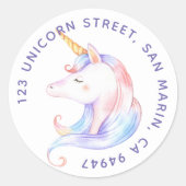 Cute Rainbow Unicorn Girls | Étiquette de adresse  (Devant)