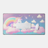 Cute Rainbow Unicorn Girly Nom personnalisé (Clavier et souris)