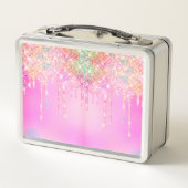 Cute Rainbow unicorn Glitter drips pink custom (Achterkant)