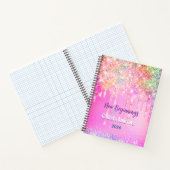 Cute Rainbow unicorn Glitter drips pink custom Notitieboek (Binnen)